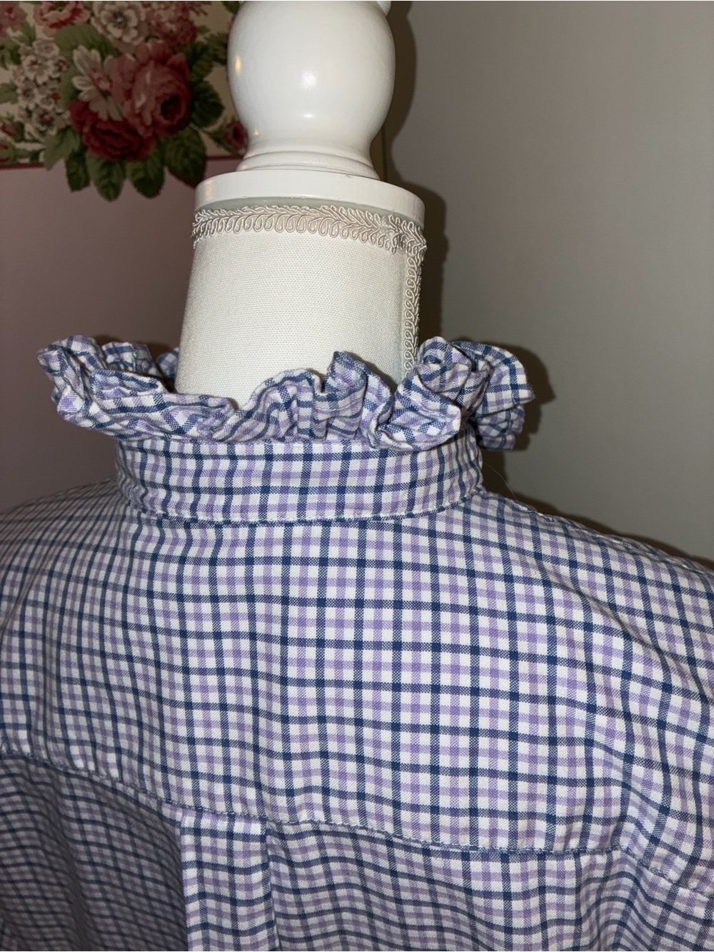 Upcycled Chaps Ruffled Collar Girly Shirt - Picture 4 of 6
